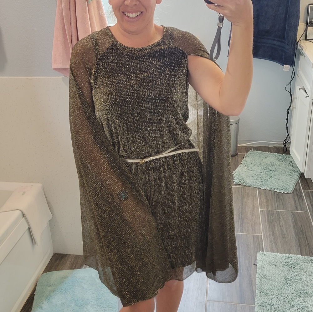 Calvin Klein Gold Cape Dress